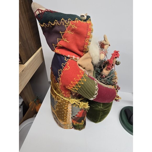 Artisan Signed Vintage Folk Art Santa Claus Christmas Decoration Door Stop - Picture 5 of 12